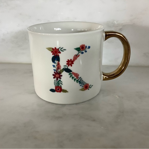 Opalhouse Other - Opalhouse Monogram Floral Design Coffee Mug Letter “K” with Gold Handle